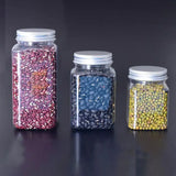 20pcs Square Transparent Plastic Bottle with Aluminum Cap Sealed Jar for Food Storage - 550ml - Rear View