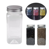 20pcs Square Transparent Plastic Bottle with Aluminum Cap Sealed Jar for Food Storage - 550ml - Close-Up Angle