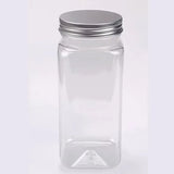 20pcs Square Transparent Plastic Bottle with Aluminum Cap Sealed Jar for Food Storage - 550ml - Extra Image