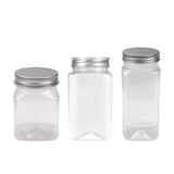 20pcs Square Transparent Plastic Bottle with Aluminum Cap Sealed Jar for Food - 550ml - Front View