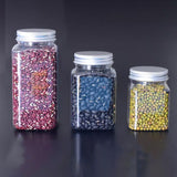 20pcs Square Transparent Plastic Bottle with Aluminum Cap Sealed Jar for Food - 550ml - 45-Degree Angle