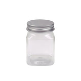 20pcs Square Transparent Plastic Bottle with Aluminum Cap Sealed Jar for Food - 550ml - Rear View