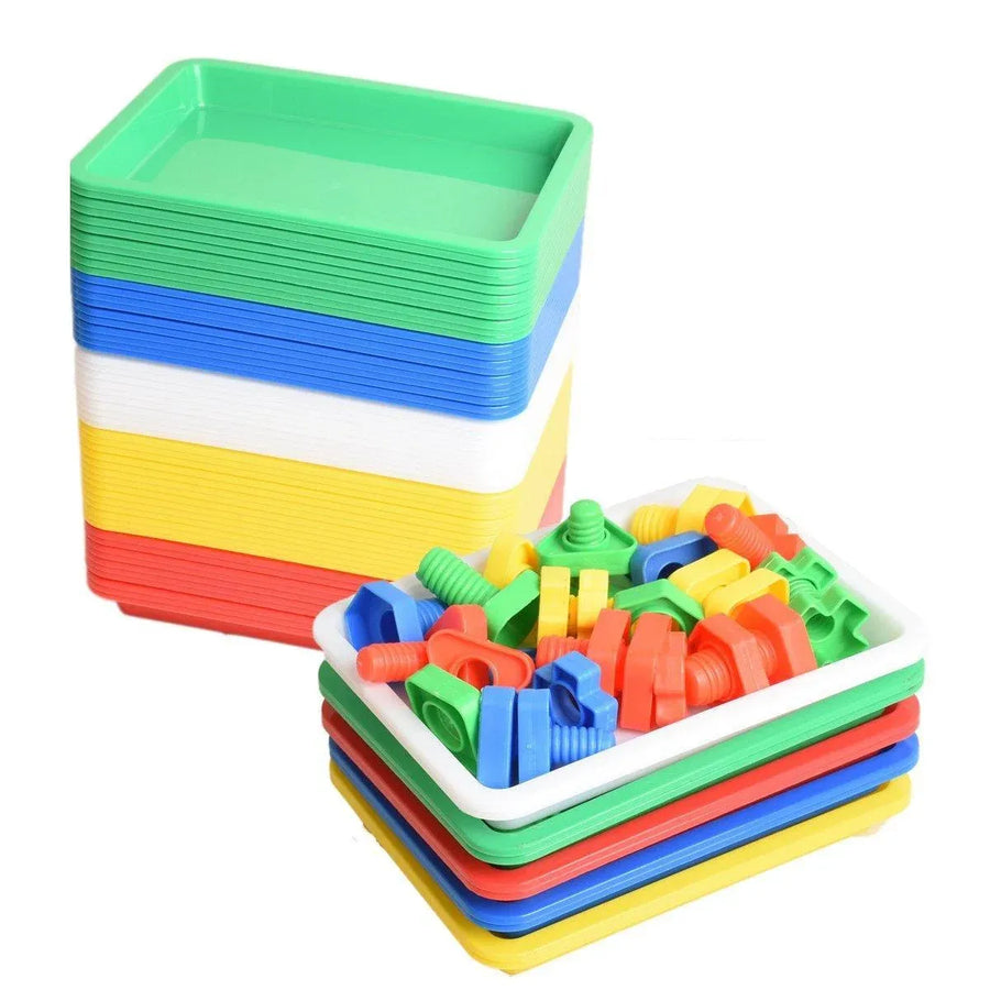 5-Piece Assorted Colour Plastic Tray Set