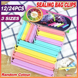 Plastic Sealing Bag Clip Sealer Clamp Kitchen Storage Food Snack Chips Seal Tool - 12PCS - Front View