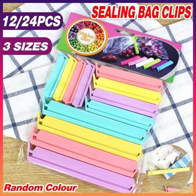 Plastic Sealing Bag Clip Sealer Clamp Kitchen Storage Food Snack Chips Seal Tool - 12PCS