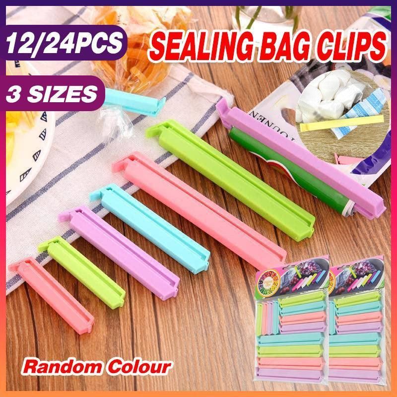 Plastic Sealing Bag Clip Sealer Clamp Kitchen Storage Food Snack Chips Seal Tool - 12PCS
