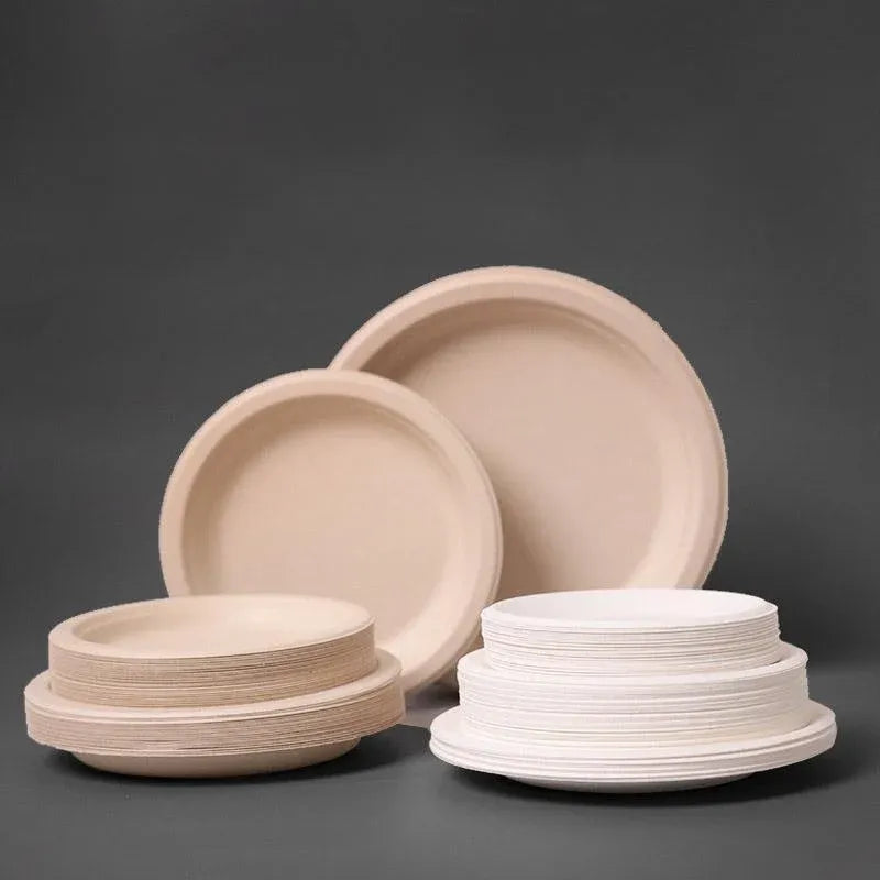 100x Biodegradable Sugarcane Paper Trays - Eco-Friendly & Durable for  Food - 9inches-100pcs