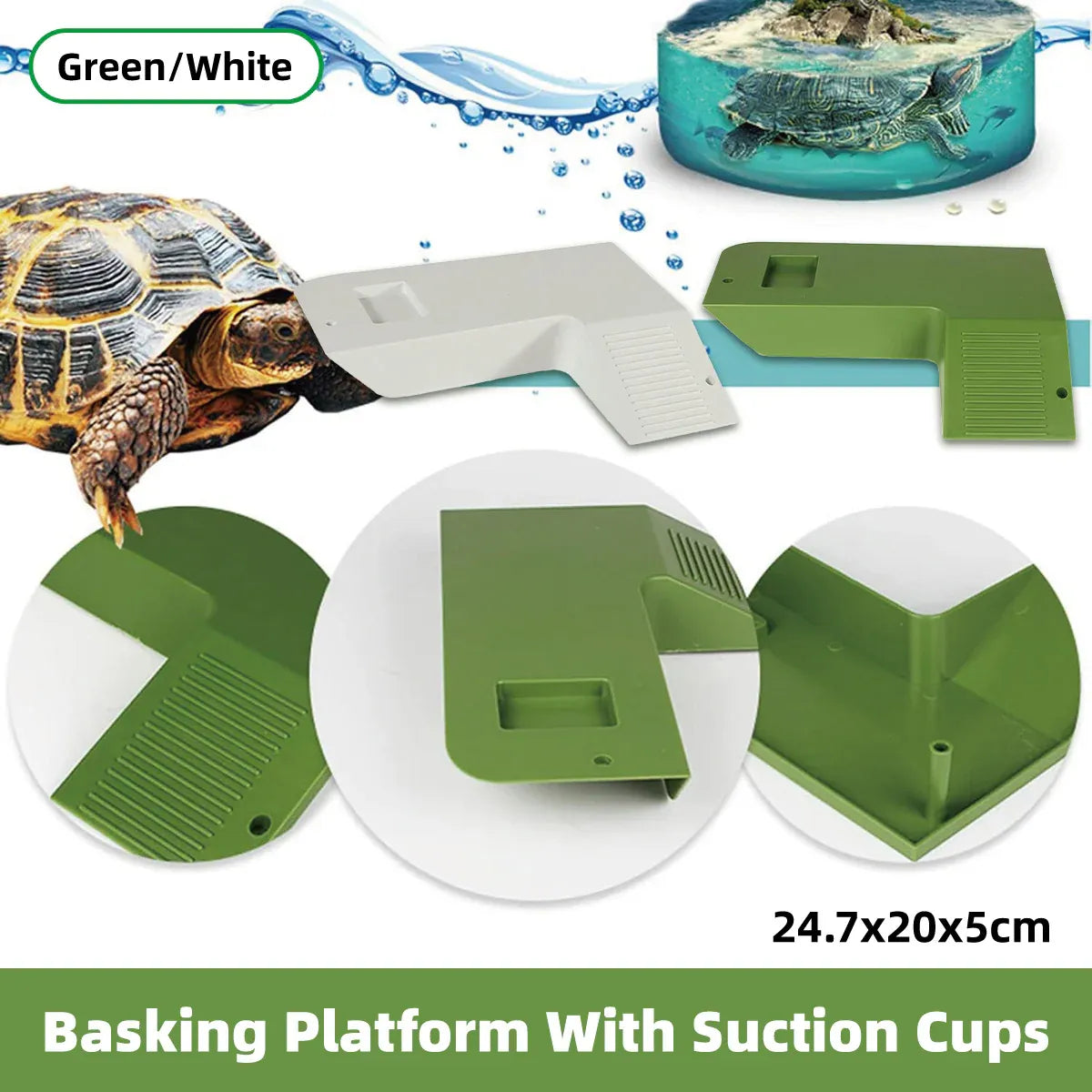 Turtle Climbing Platform Inclined Basking Ramp for Breeding Box Aquarium Habitat - White