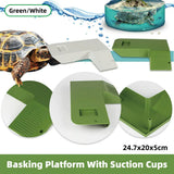 Turtle Climbing Platform Inclined Basking Ramp for Breeding Box Aquarium Habitat - White - Front View