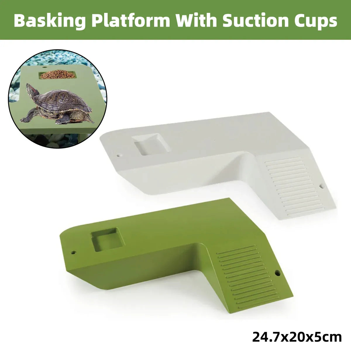 Turtle Climbing Platform Inclined Basking Ramp for Breeding Box Aquarium Habitat - White