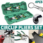 4 Piece Circlip Pliers Set 7 Inch Internal and External Straight and Bent Nose Tools