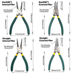 4 Piece Circlip Pliers Set 7 Inch Internal and External Straight and Bent Nose Tools