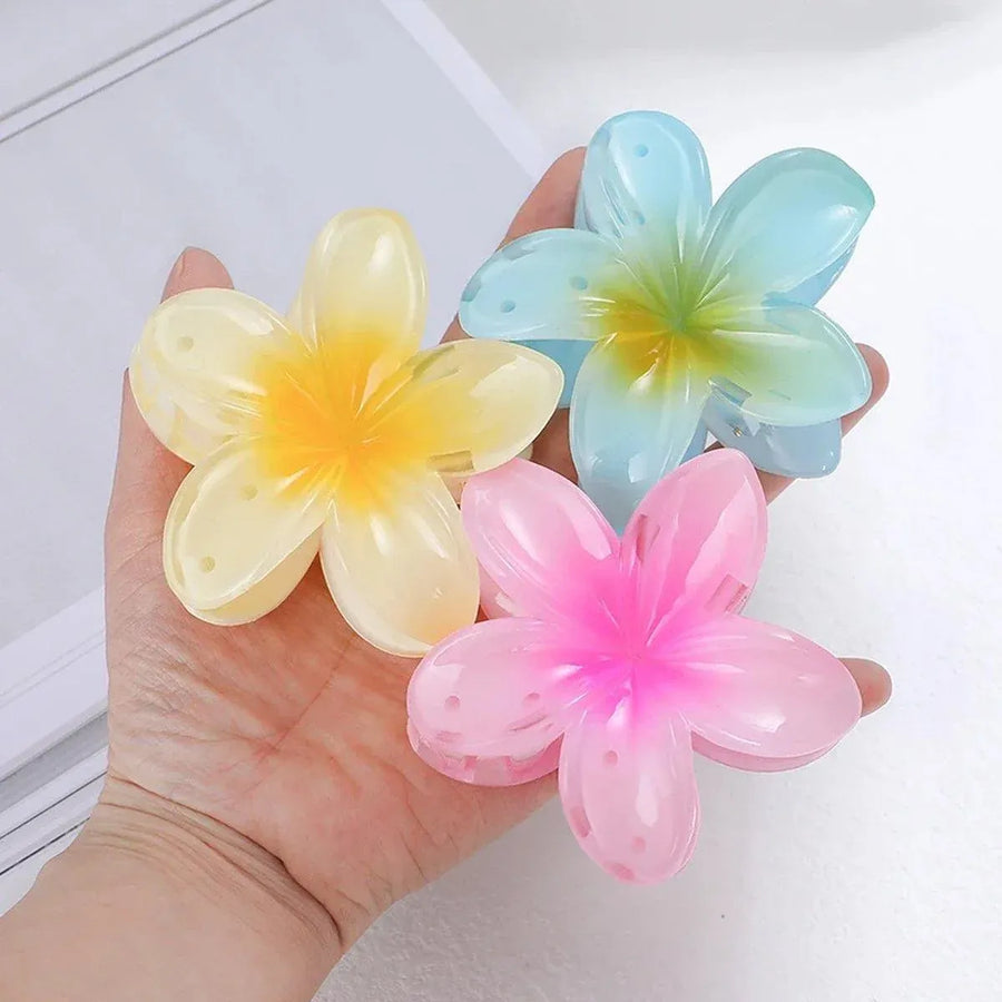 12-Piece Assorted Colour Frangipani Hair Clip Set