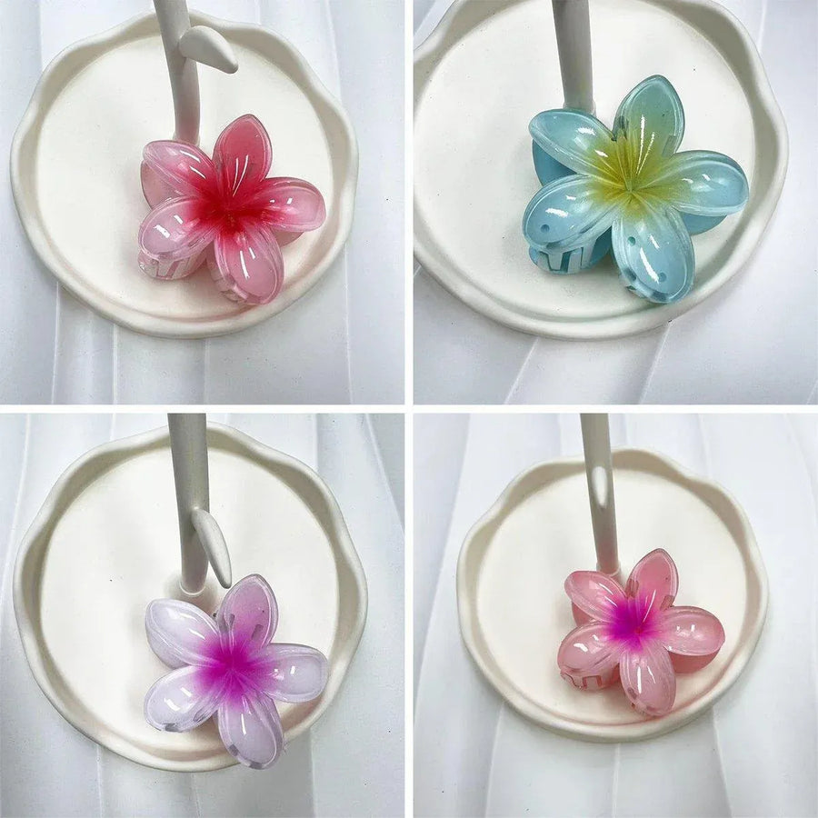 12-Piece Assorted Colour Frangipani Hair Clip Set