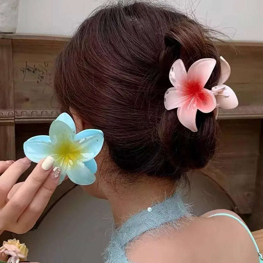12-Piece Assorted Colour Frangipani Hair Clip Set