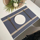 4X Anti-Slip Woven Placemat Waterproof Oil-proof Placemat Heat Resistant PVC Mat - Beige