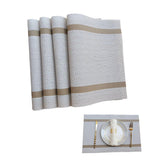 4X Anti-Slip Woven Placemat Waterproof Oil-proof Placemat Heat Resistant PVC Mat - Beige - Rear View