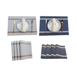 4X Anti-Slip Woven Placemat Waterproof Oil-proof Placemat Heat Resistant PVC Mat - Blue - Side View
