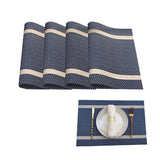 4X Anti-Slip Woven Placemat Waterproof Oil-proof Placemat Heat Resistant PVC Mat - Blue - Close-Up Angle