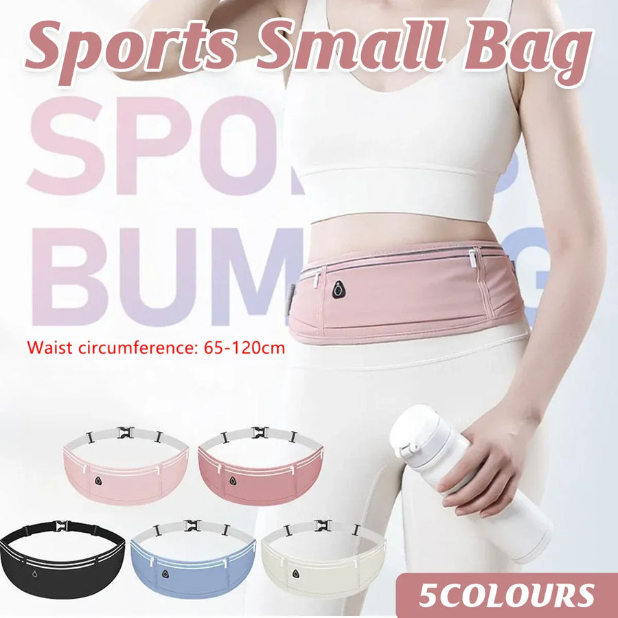 Running Waist Bag Mobile Phone Holder Fitness Sports Small Pouch Adjustable Belt - Shining Grey
