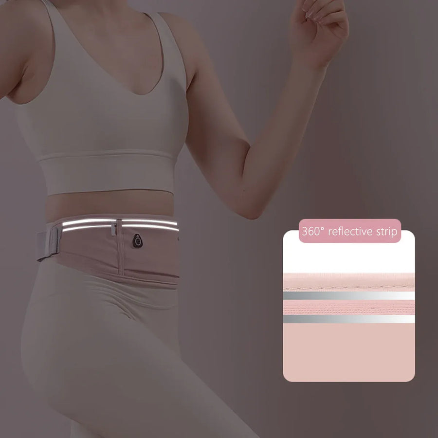 Running Waist Bag Mobile Phone Holder Fitness Sports Small Pouch Adjustable Belt - Shining Grey