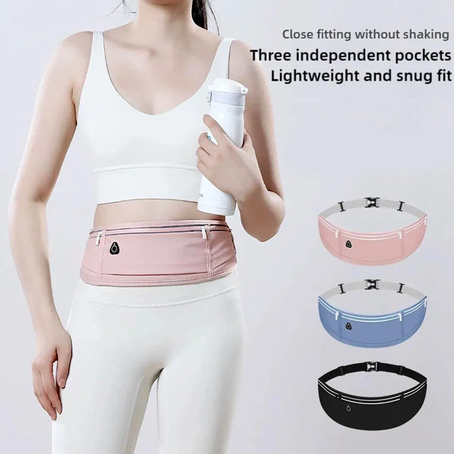 Running Waist Bag Mobile Phone Holder Fitness Sports Small Pouch Adjustable Belt - Shining Grey