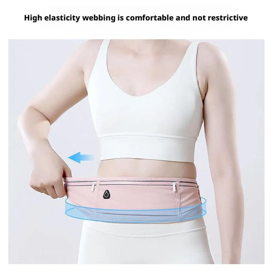 Running Waist Bag Mobile Phone Holder Fitness Sports Small Pouch Adjustable Belt - Shining Grey
