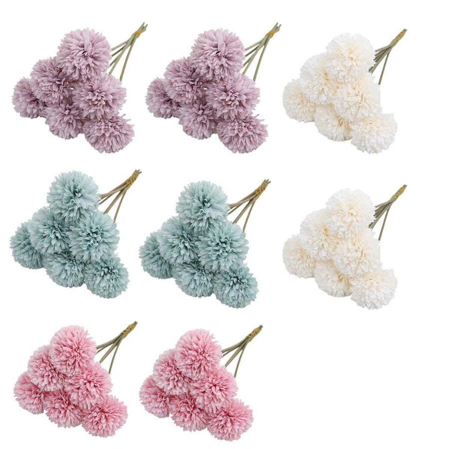 12pcs Artificial Dandelion Fake Flower Simulation Arrangement Desktop Decoration - Pink