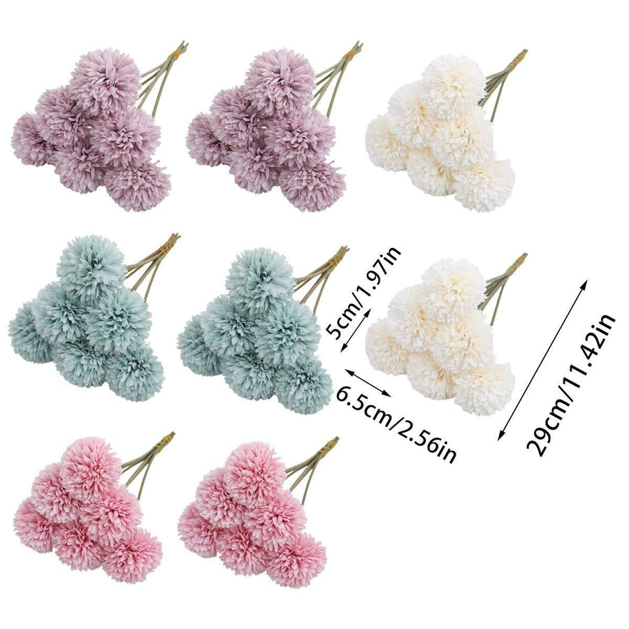 12pcs Artificial Dandelion Fake Flower Simulation Arrangement Desktop Decoration - Pink