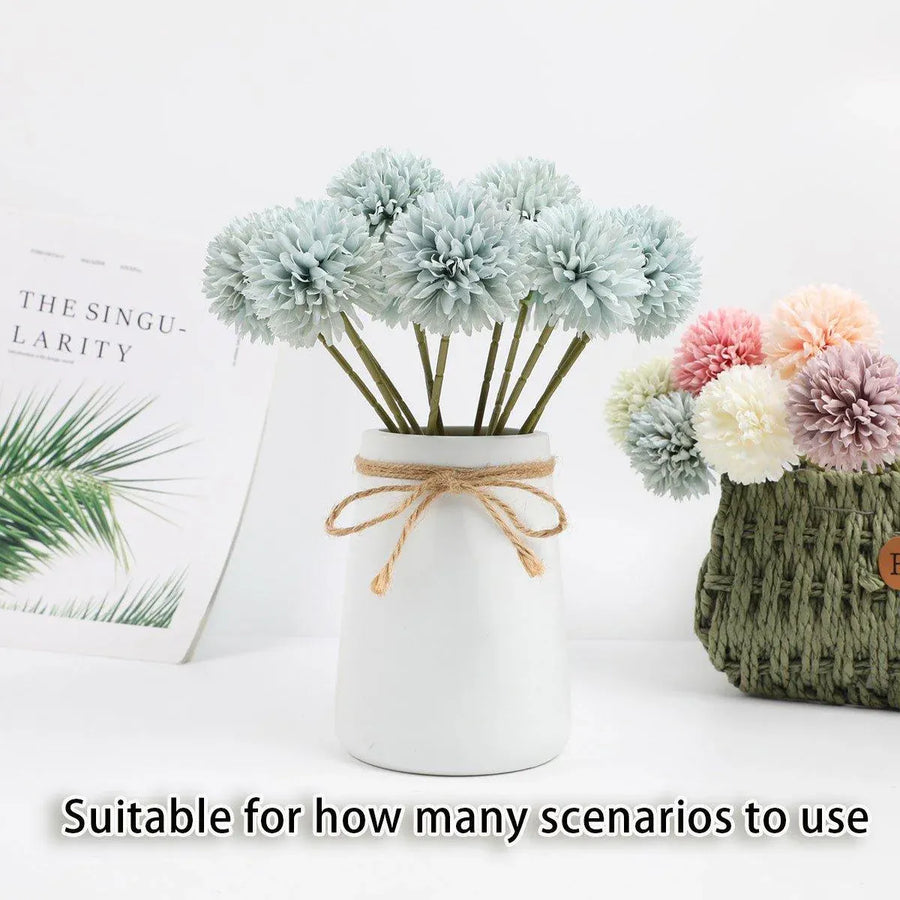 12pcs Artificial Dandelion Fake Flower Simulation Arrangement Desktop Decoration - Pink