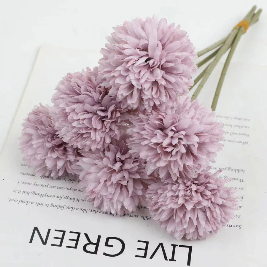 12pcs Artificial Dandelion Fake Flower Simulation Arrangement Desktop Decoration - Pink