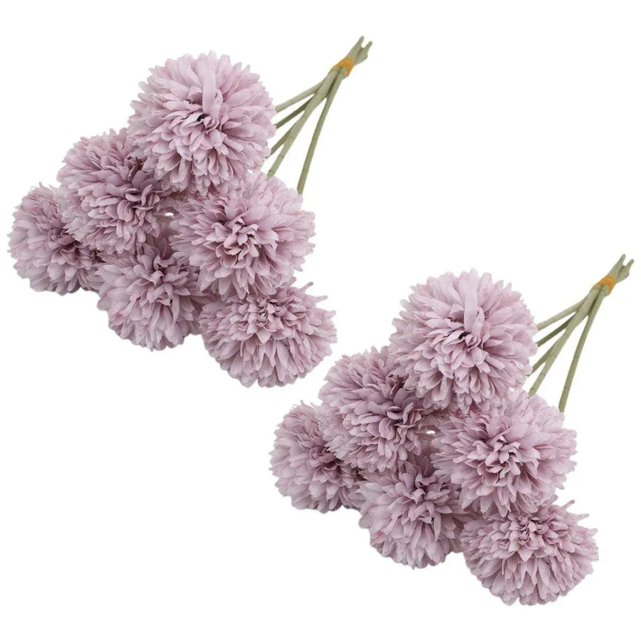 12pcs Artificial Dandelion Fake Flower Simulation Arrangement Desktop Decoration - Purple
