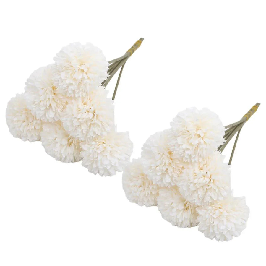 12pcs Artificial Dandelion Fake Flower Simulation Arrangement Desktop Decoration - White