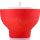 Foldable Silicone Microwave Popcorn Bucket High Temperature Resistant Bowl - Front View