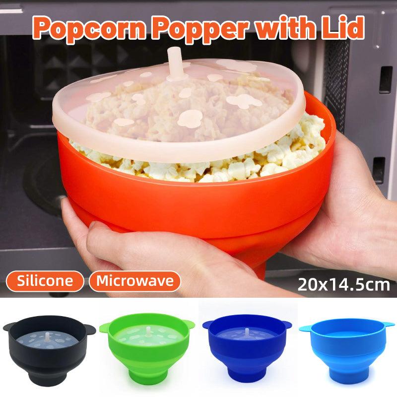 High Temperature Resistant Silicone Popcorn Bucket Collapsible Bowl with Handle - Green