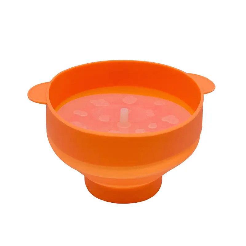 High Temperature Resistant Silicone Popcorn Bucket Collapsible Bowl with Handle - Orange