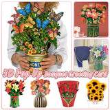New Style 3D Pop Up Cards Paper Flower Bouquet Greeting Card for All Occasions - Poppy - Front View