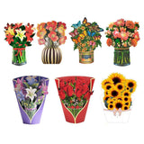 New Style 3D Pop Up Cards Paper Flower Bouquet Greeting Card for All Occasions - Poppy - Side View
