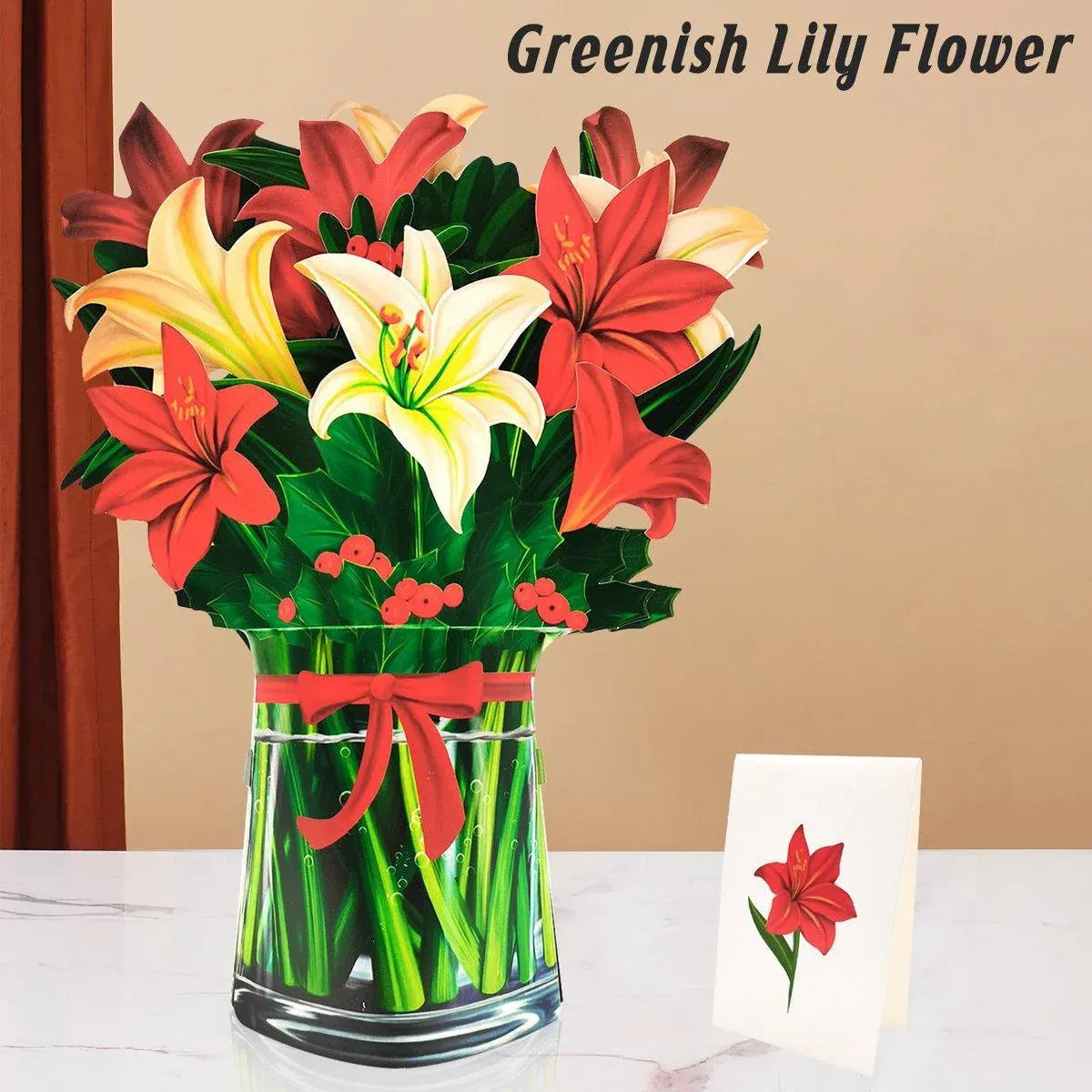 New Style 3D Pop Up Cards Paper Flower Bouquet Greeting Card for All Occasions - Poppy