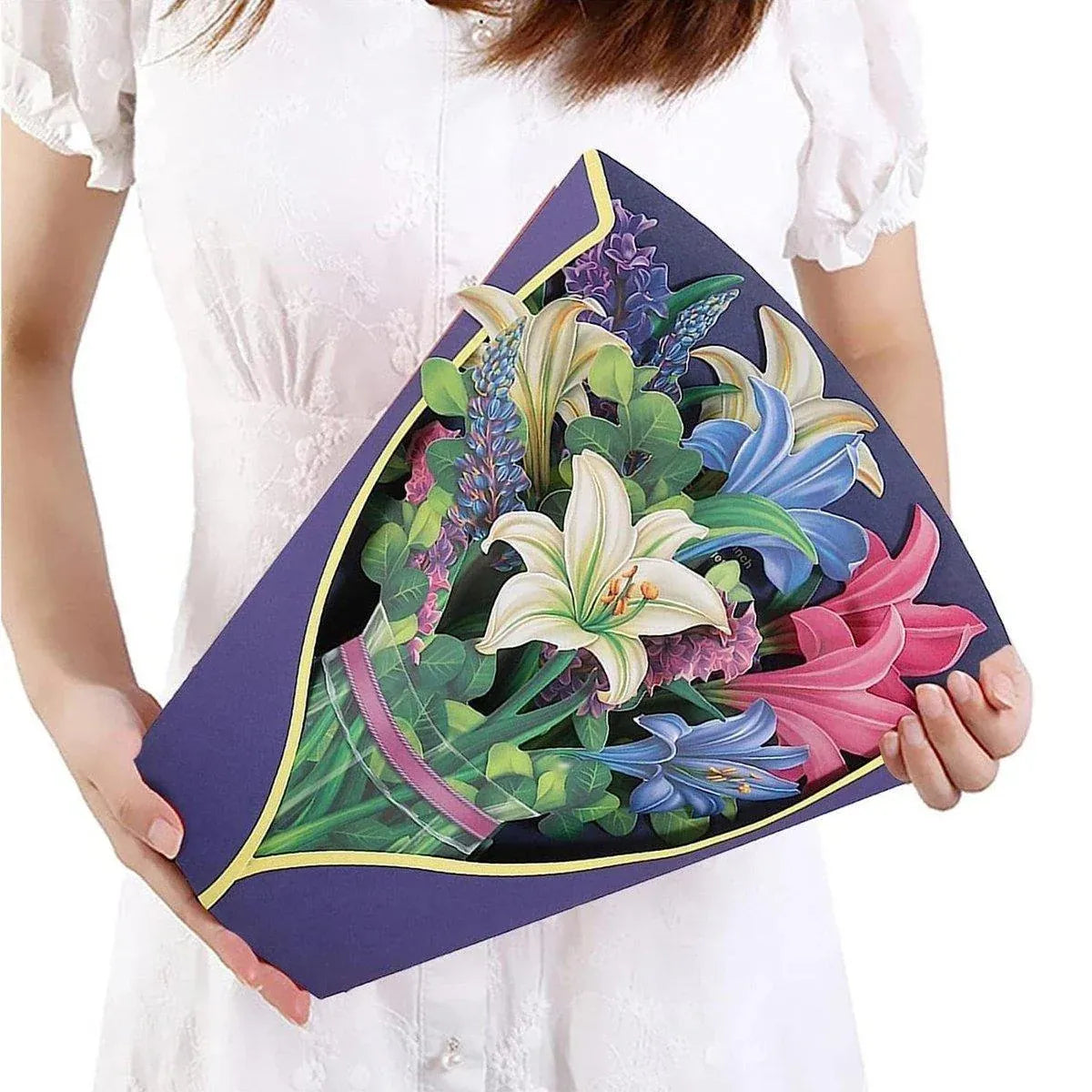 New Style 3D Pop Up Cards Paper Flower Bouquet Greeting Card for All Occasions - Poppy