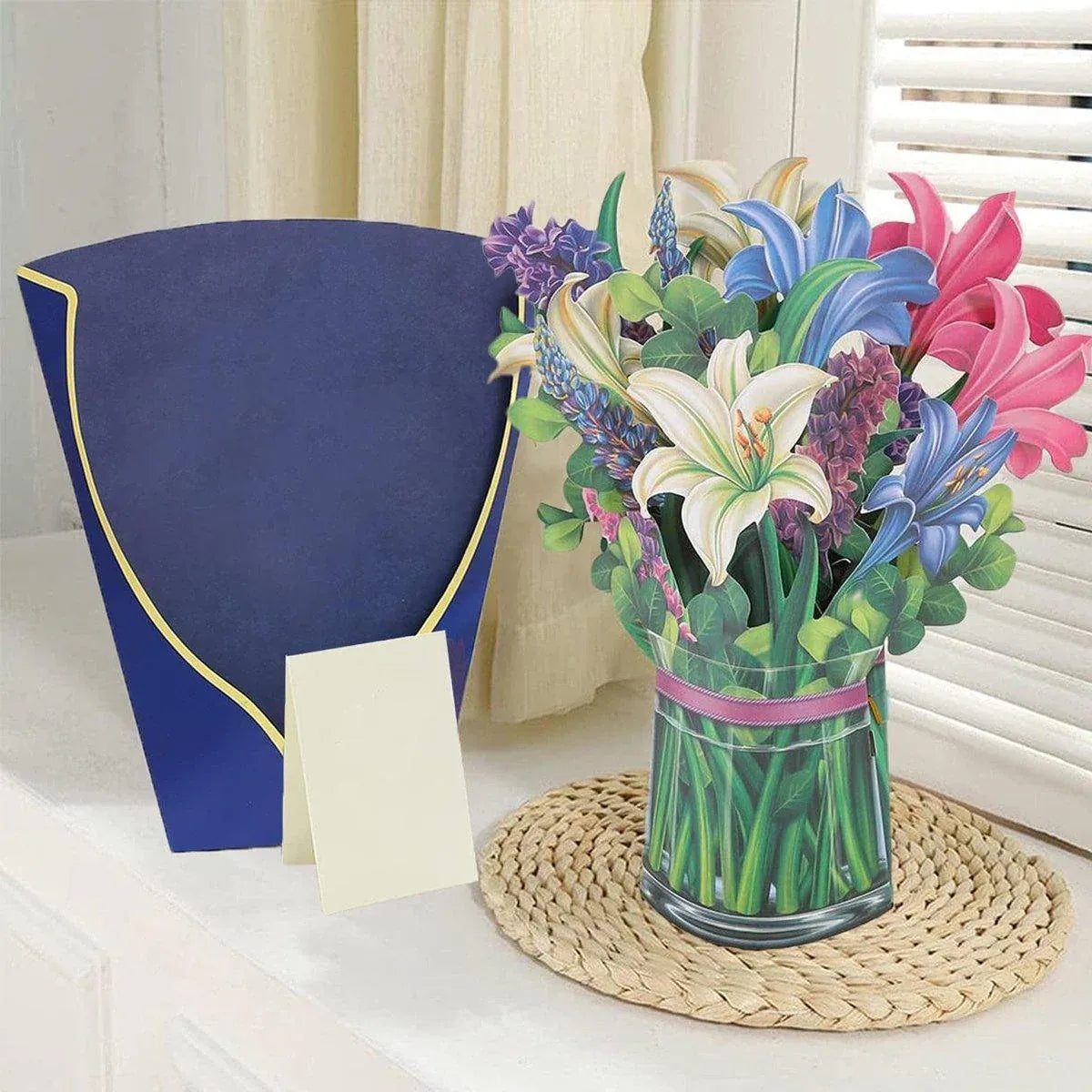 New Style 3D Pop Up Cards Paper Flower Bouquet Greeting Card for All Occasions - Poppy