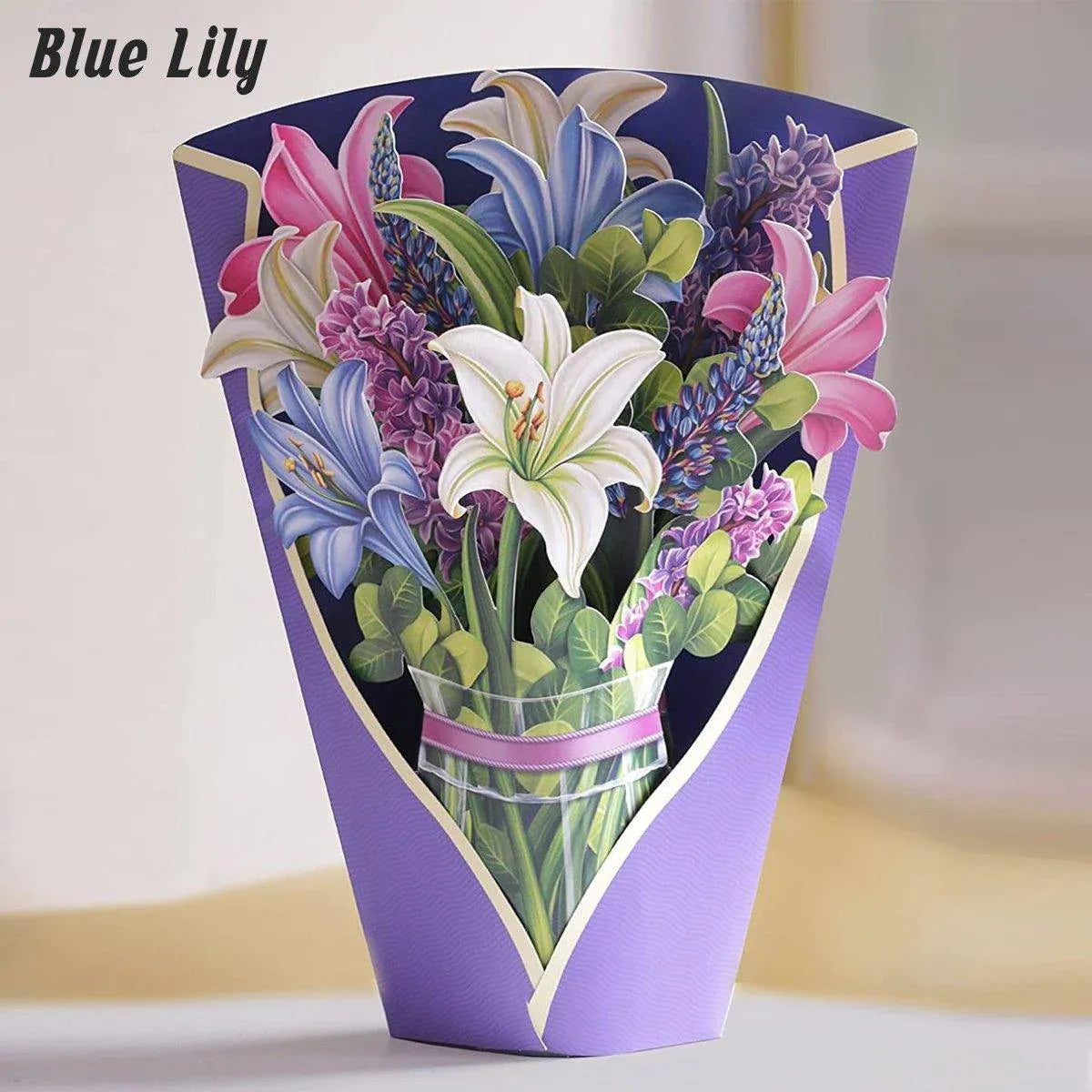 New Style 3D Pop Up Cards Paper Flower Bouquet Greeting Card for All Occasions - Poppy