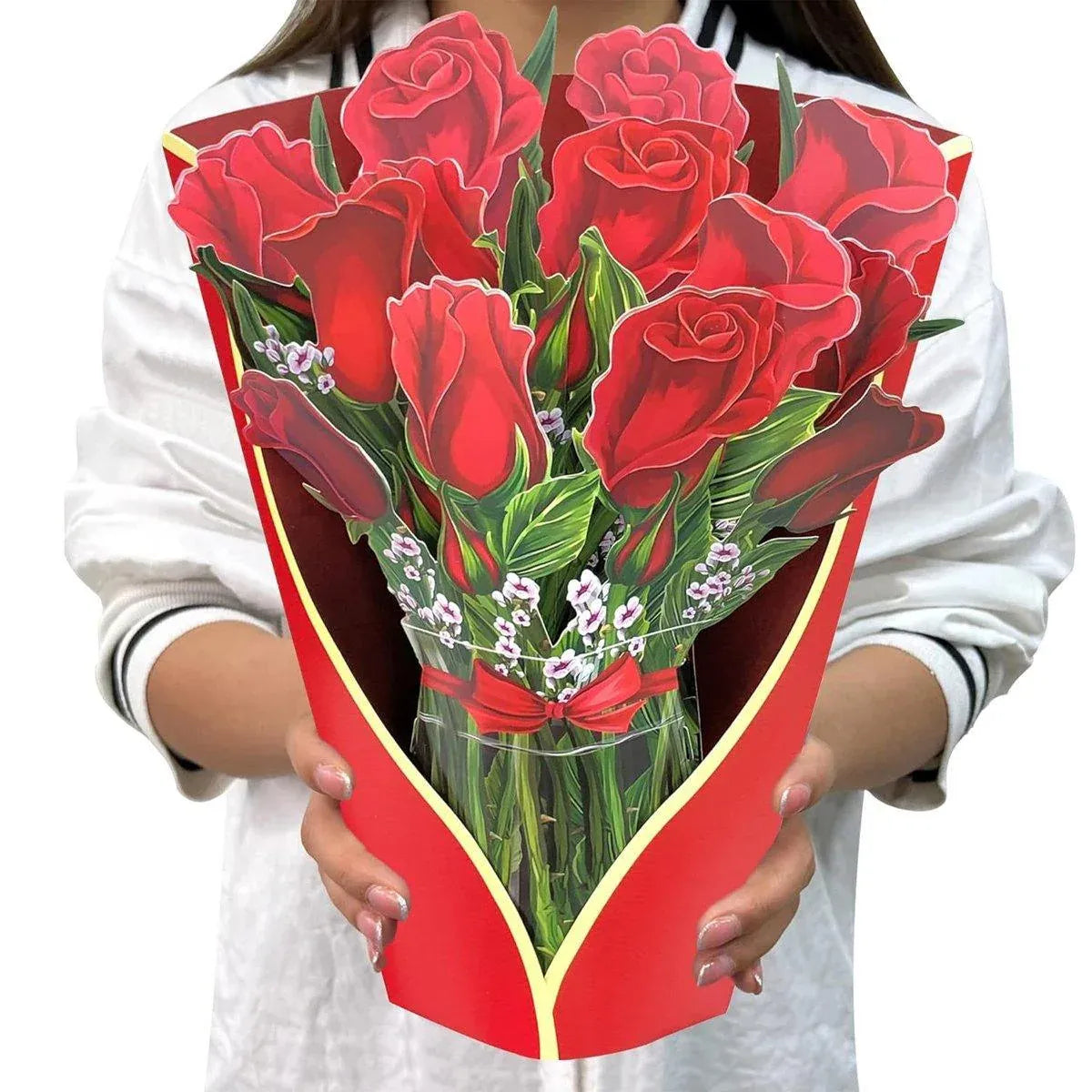 New Style 3D Pop Up Cards Paper Flower Bouquet Greeting Card for All Occasions - Poppy