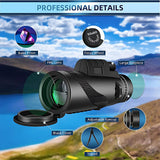 50x60 HD Monocular Telescope with Tripod and Phone Holder for Outdoor Travel - Top-Down View