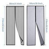 Striped Screen Door Curtain Mesh with Auto Close for Insect Protection and Ventilation - 80*210cm - Top-Down View