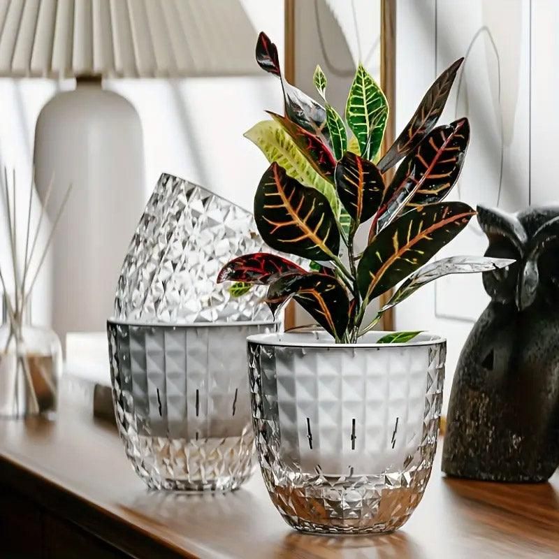 2pcs Transparent Self Watering Flowerpot Automatic Absorbent Planter Storage, image 7