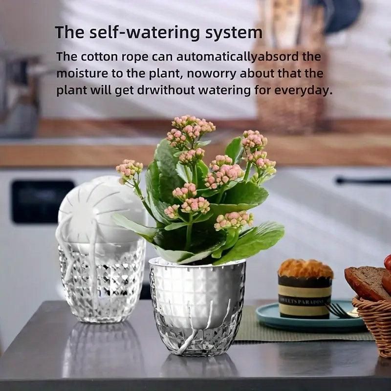 2pcs Transparent Self Watering Flowerpot Automatic Absorbent Planter Storage, image 8