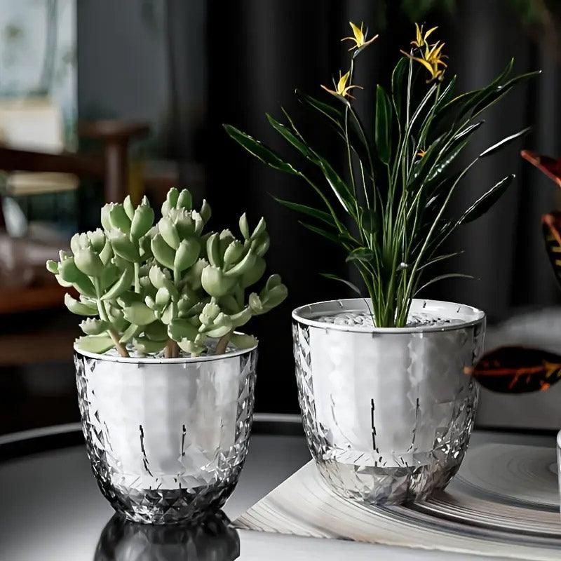 2pcs Transparent Self Watering Flowerpot Automatic Absorbent Planter Storage, image 9