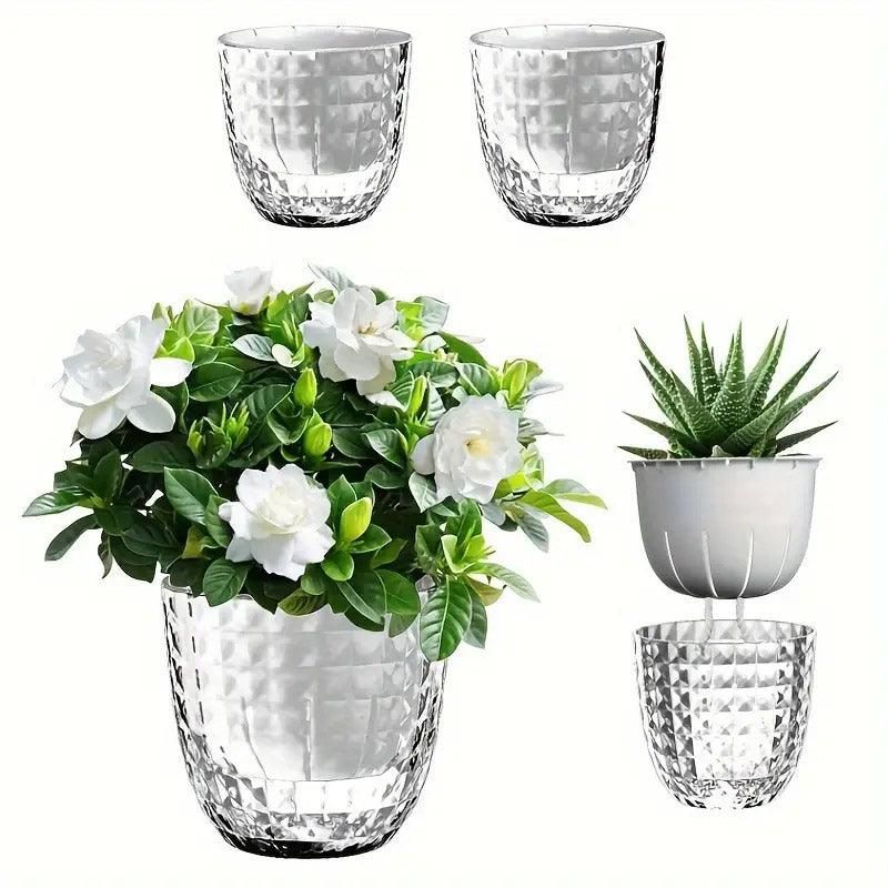 2pcs Transparent Self Watering Flowerpot Automatic Absorbent Planter Storage, image 11