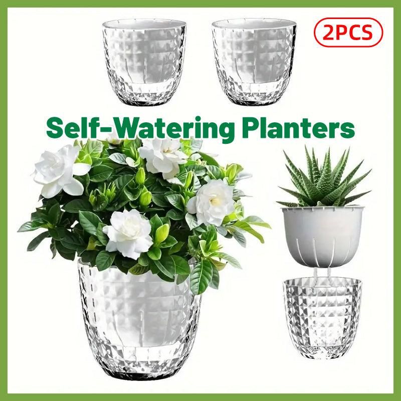 2pcs Transparent Self Watering Flowerpot Automatic Absorbent Planter Storage, image 13
